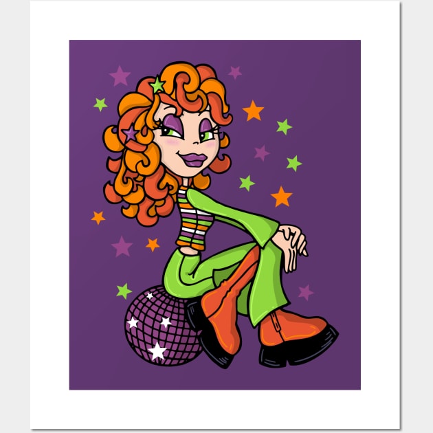 Red haired disco girl Wall Art by JoanaJuheLaju1